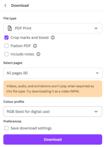 canva save as PDF